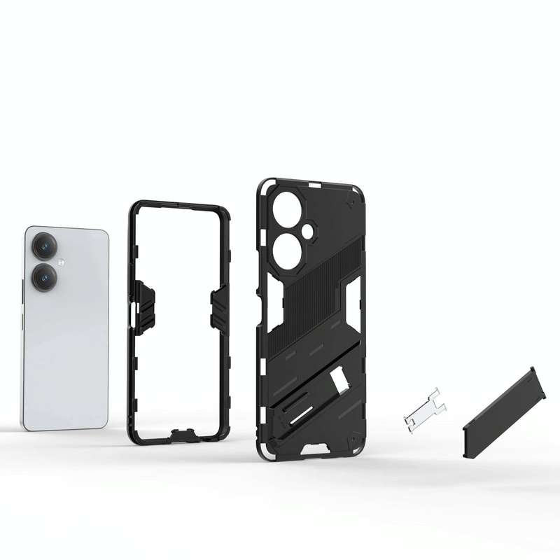 For vivo Y27 4G Global Punk Armor 2 in 1 PC + TPU Phone Case with Holder(Black)