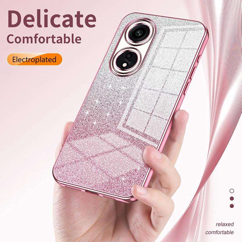For OPPO Reno2 Gradient Glitter Powder Electroplated Phone Case(Gold)