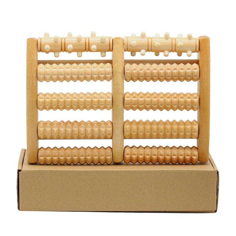 Wooden Roller Massager Small Nails Five-Row Foot Massager(27 x 19 x 4.5cm)