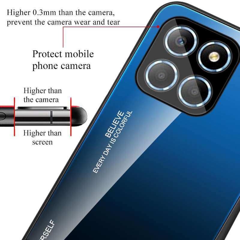 For Honor X8 Gradient Color Glass Phone Case(Green Cyan)