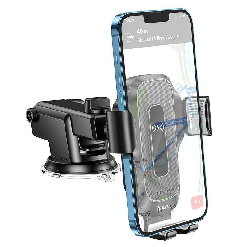 hoco HW3 Wise Automatic Induction Wireless Fast Charging Center Console Car Holder(Black)