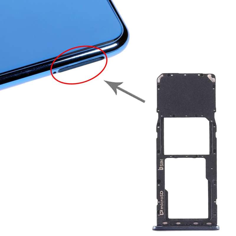 For Galaxy A7 (2018) / A750F SIM Card Tray + Micro SD Card Tray (Black)