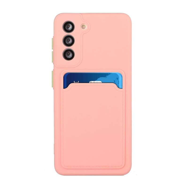 For Samsung Galaxy S21 5G Card Slot Design Shockproof TPU Protective Case(Pink)
