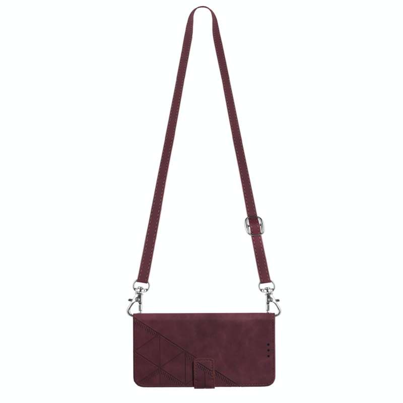 For Samsung Galaxy S21 5G Crossbody 3D Embossed Flip Leather Phone Case(Wine Red)