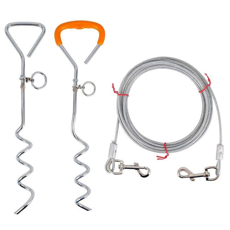 Outdoor Pet Leash Stainless Steel Ground Nail Fixing Bolt, Specification Upgrade + Wire Rope