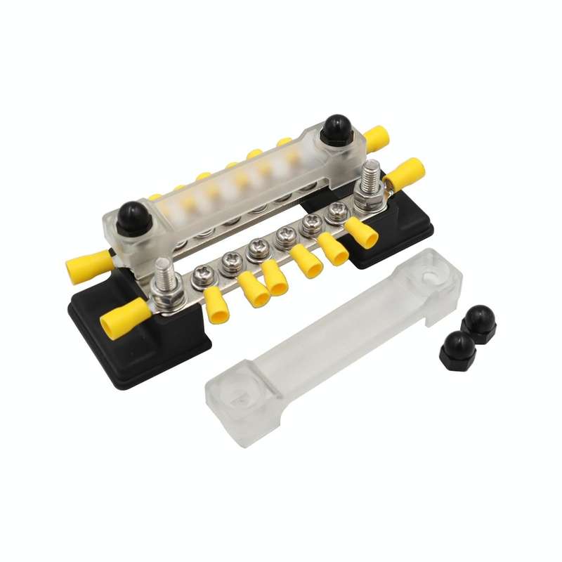 CP-3052 150A 12-48V RV Yacht Double-row 6-way Busbar with 16pcs Terminals(Black)