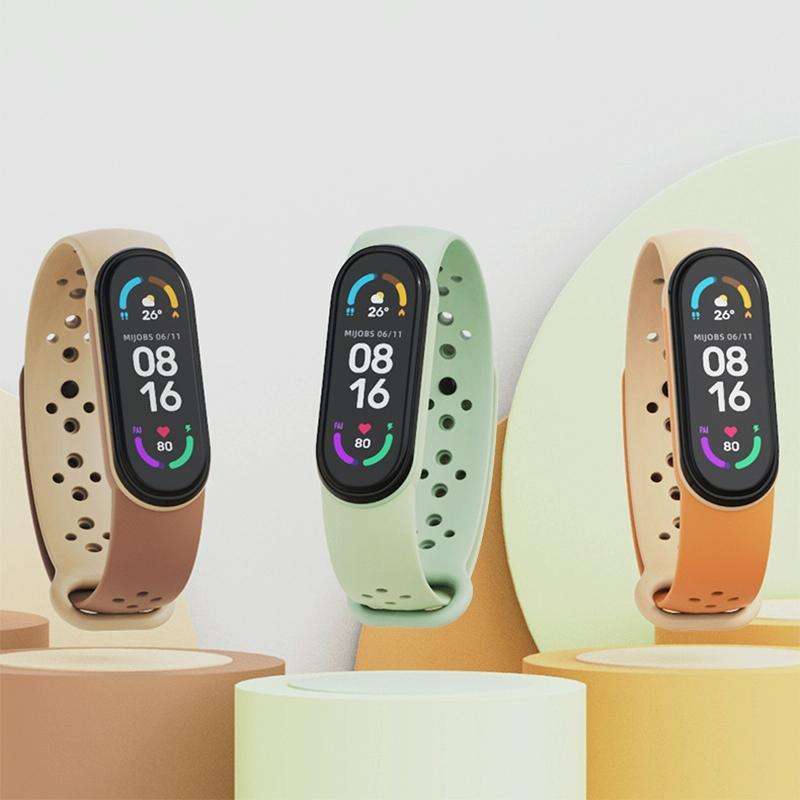 For Xiaomi Mi Band 5/6/7 Mijobs Two-color TPU Silicone Watch Band(Black+Red)