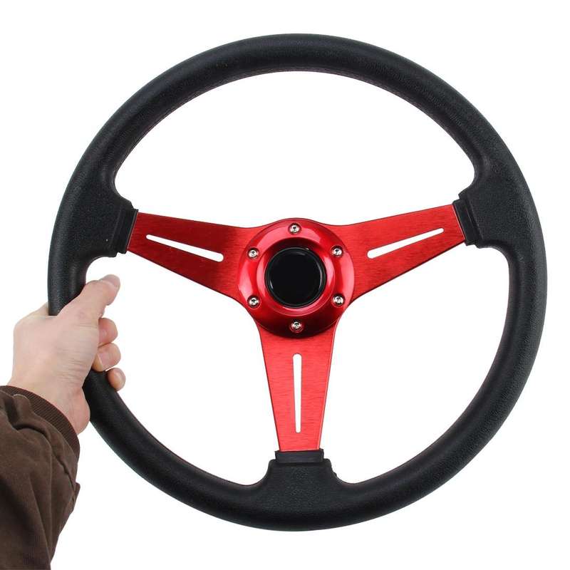 35cm PU Racing Sport Hand Wheel Car Modified Steering Wheel(Red)