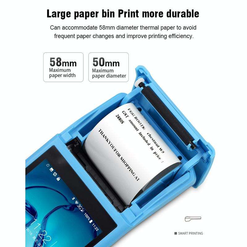 POS-6100 5.5 inch Handheld Android Smart Scan Code Cash Register Thermal Printing Machine PDA Ter...