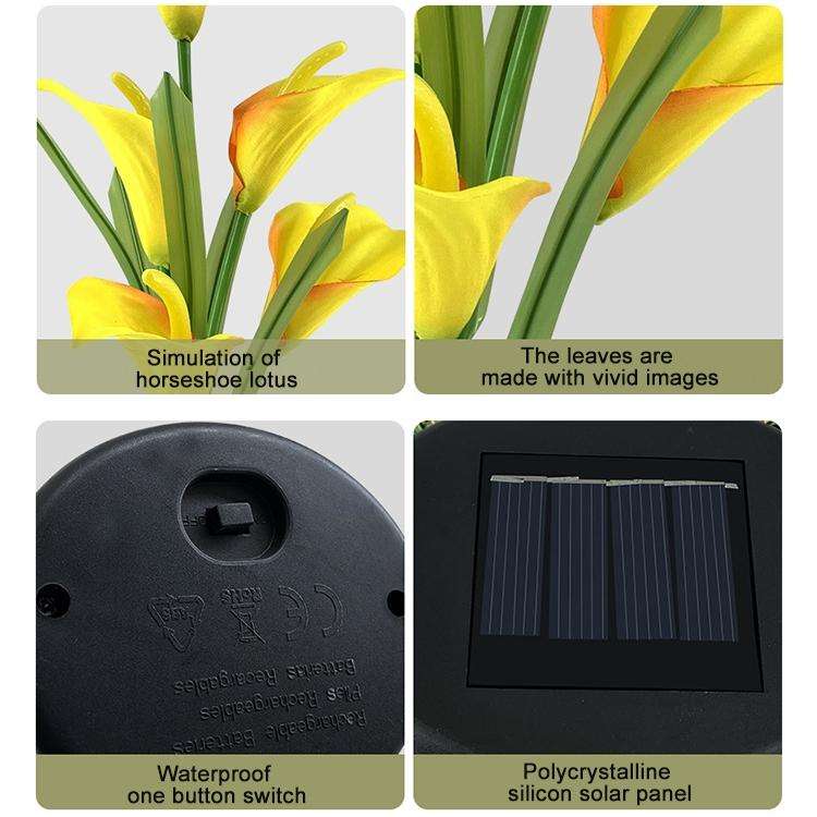 3PCS Simulated Calla Lily Flower 5 Heads Solar Powered Outdoor IP65 Waterproof LED Decorative Law...