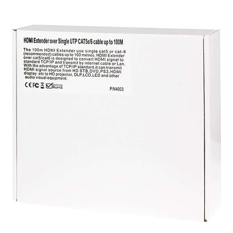 HDMI Extender over Single UTP CAT5e/6 Cable, Transmission Distance: 100m