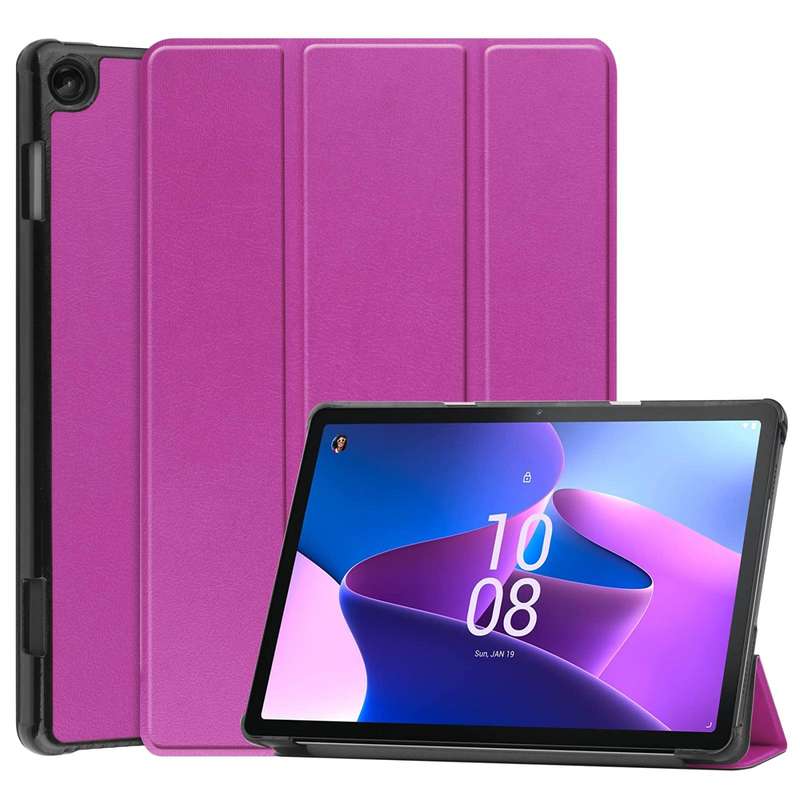 For Lenovo Tab M10 3rd Gen / TB328FU Custer Pure Color 3-Fold Holder Smart Leather Tablet Case(Pu...