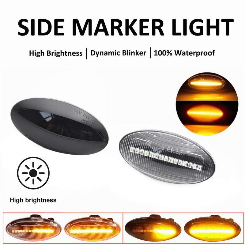 2pcs For Suzuki Grand Vitara JT 2005-2012 Car Dynamic LED Fender Side Light (Transparent Black)