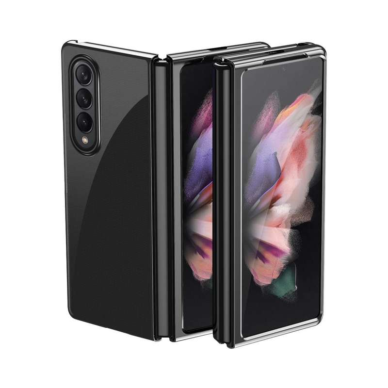 For Samsung Galaxy Z Fold3 5G Electroplated Transparent Folding Case(Black)
