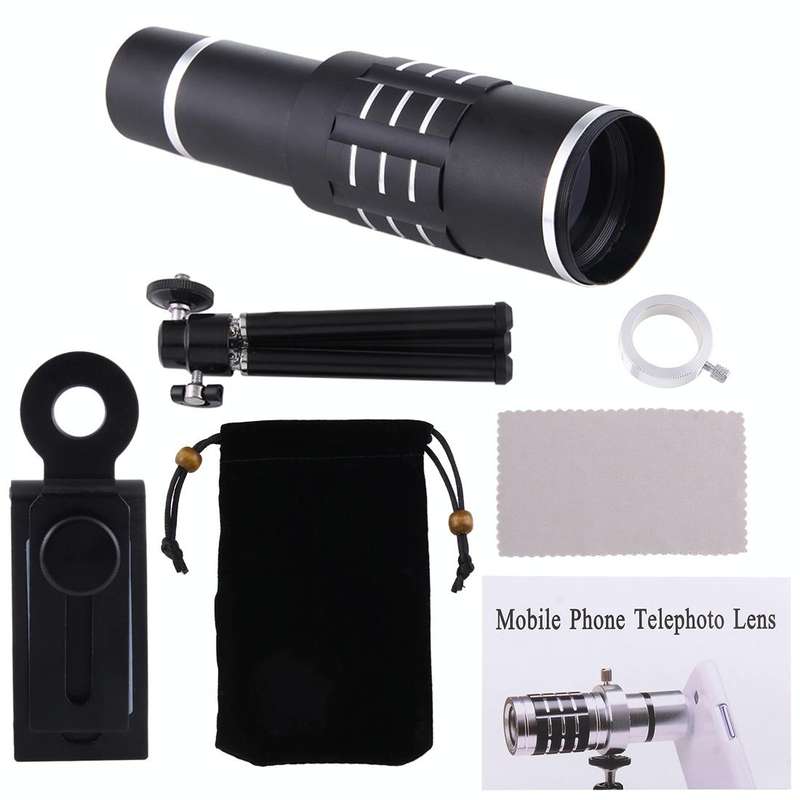 Universal 18X Magnification Lens Mobile Phone 3 in 1 Telescope + Tripod Mount + Mobile Phone Clip...