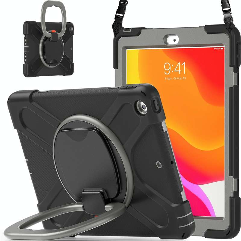 For Apple iPad 10.2 2021 / 2020 / 2019 Contrast Color Silicone + PC Protective Case with Holder &...
