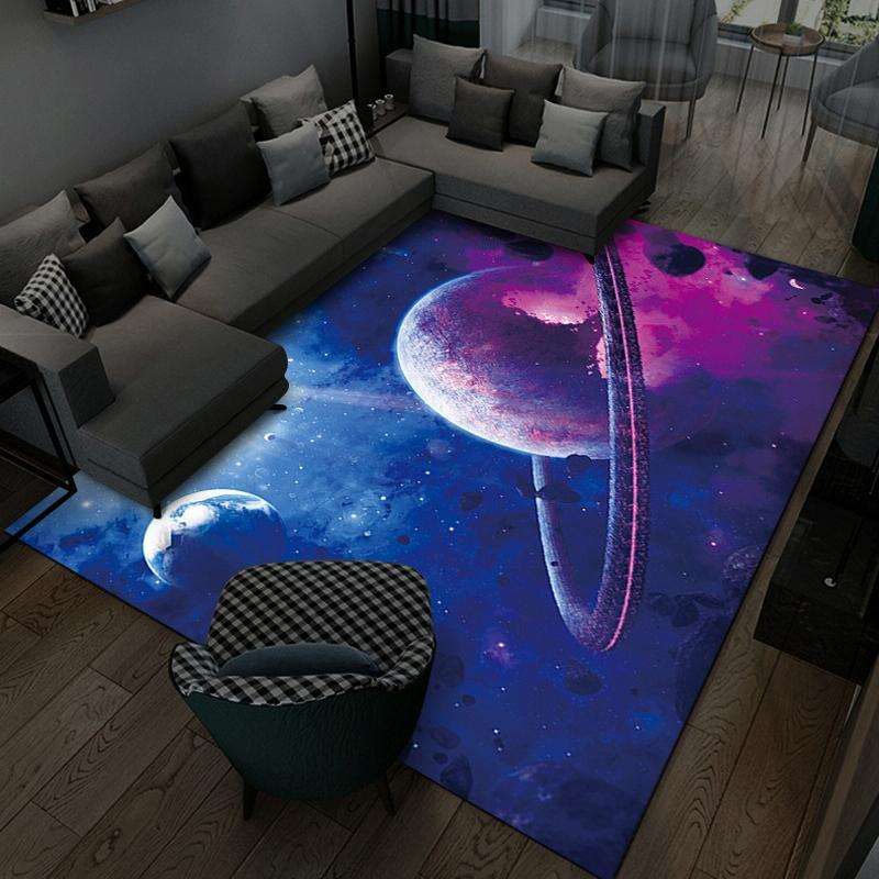 3D Visual Cartoon Cosmic Planet Living Room Carpet, Size: 60x90cm(Cosmic Planet 6)