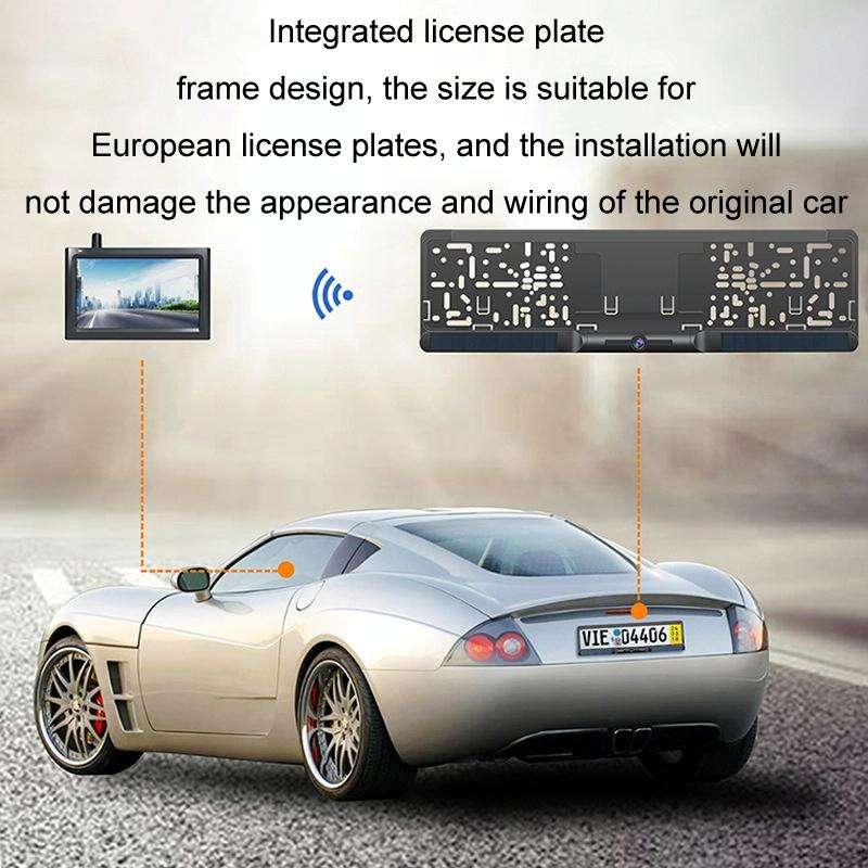 Solar Integrated License Plate Frame Vehicle Camera Wireless Reversing Display(RC03)