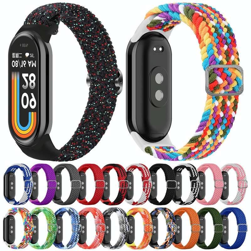 For Xiaomi Mi Band 8 Adjustable Nylon Braided Elasticity Watch Band(Black)