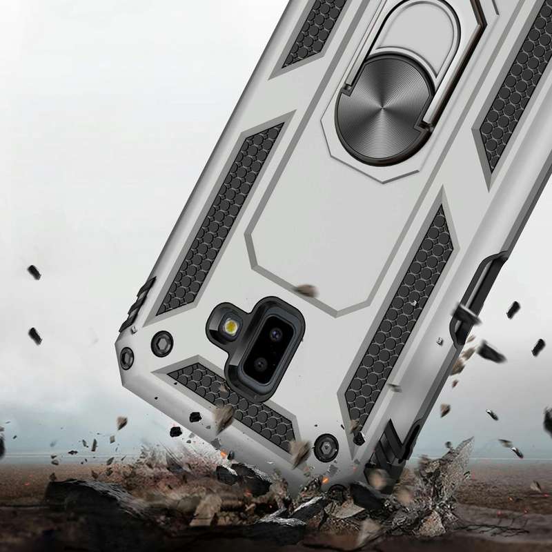 Armor Shockproof TPU + PC Protective Case for Galaxy J6 Plus, with 360 Degree Rotation Holder(Black)