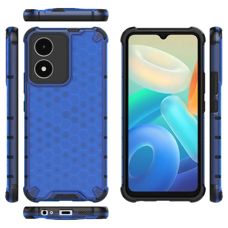 For vivo Y02s Honeycomb Phone Case(Blue)