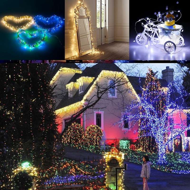 5m IP65 Waterproof Silver Blue Light Wire String Light, 50 LEDs SMD 0603 3x AA Batteries Box Fair...