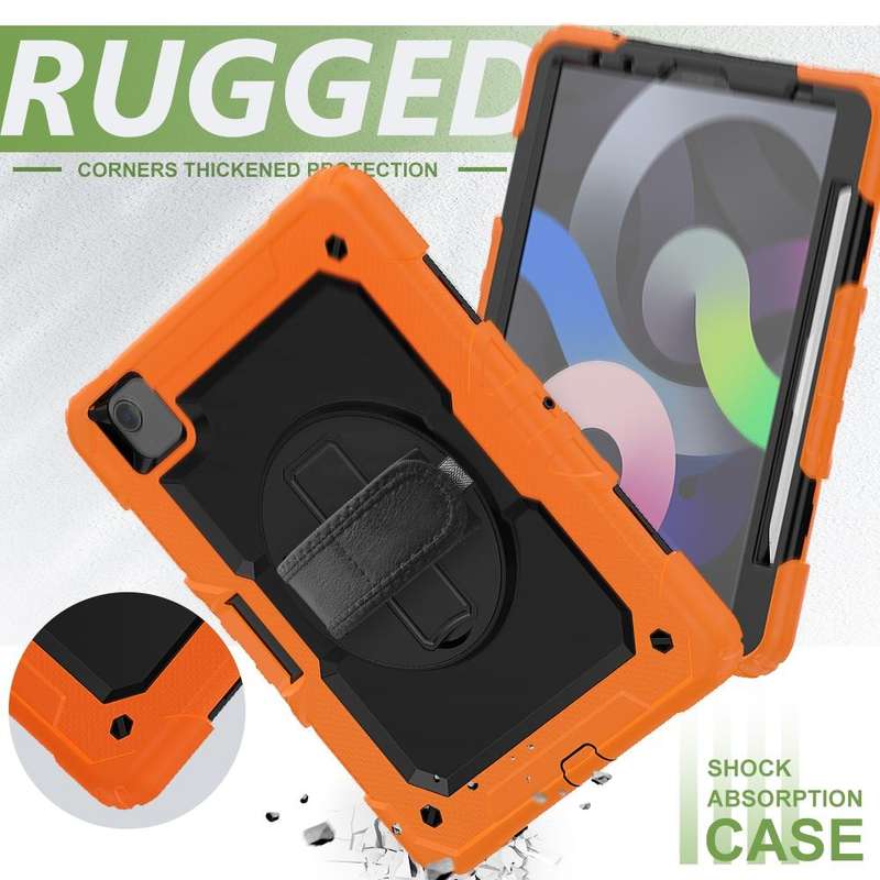 For iPad Air 2022 / 2020 10.9 Shockproof Black Silica Gel + Colorful PC Protective Case(Orange)
