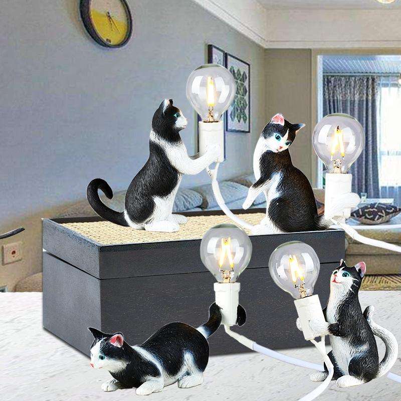 Cat Light Animal Table Lamp Mini Night Light, Power Plug:UK Plug(Look at the Tail)