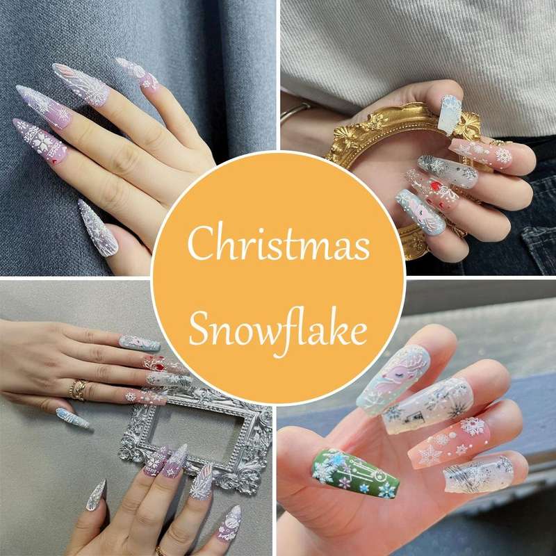 3 PCS 5D Embossed Nail Stickers Christmas Snowflake Elk Nail Stickers(5D-K123)