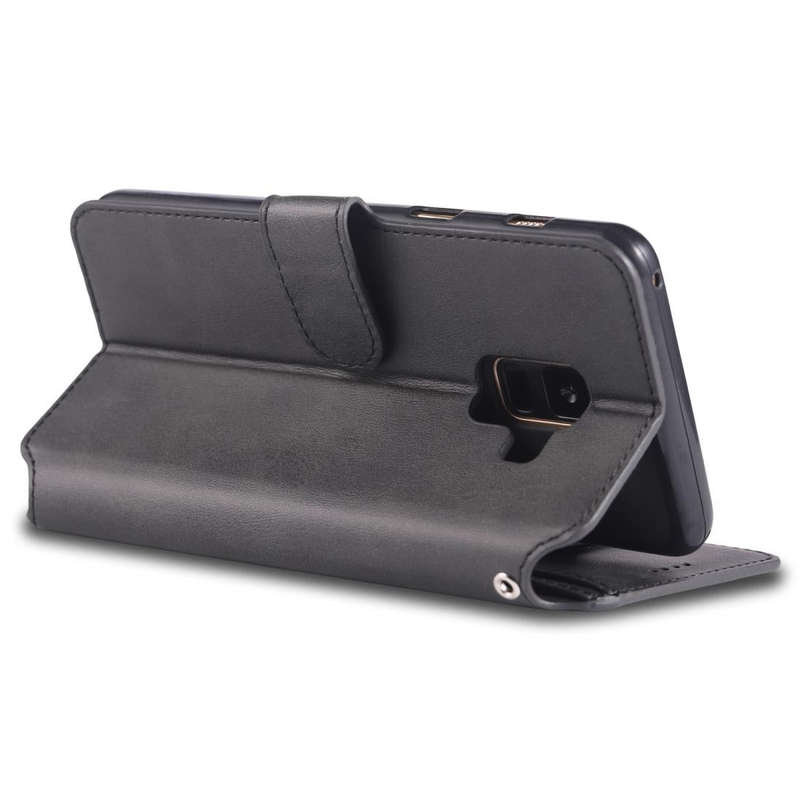 For Galaxy A8 2018 AZNS Calf Texture Magnetic Horizontal Flip PU Leather Case with Holder & Card ...