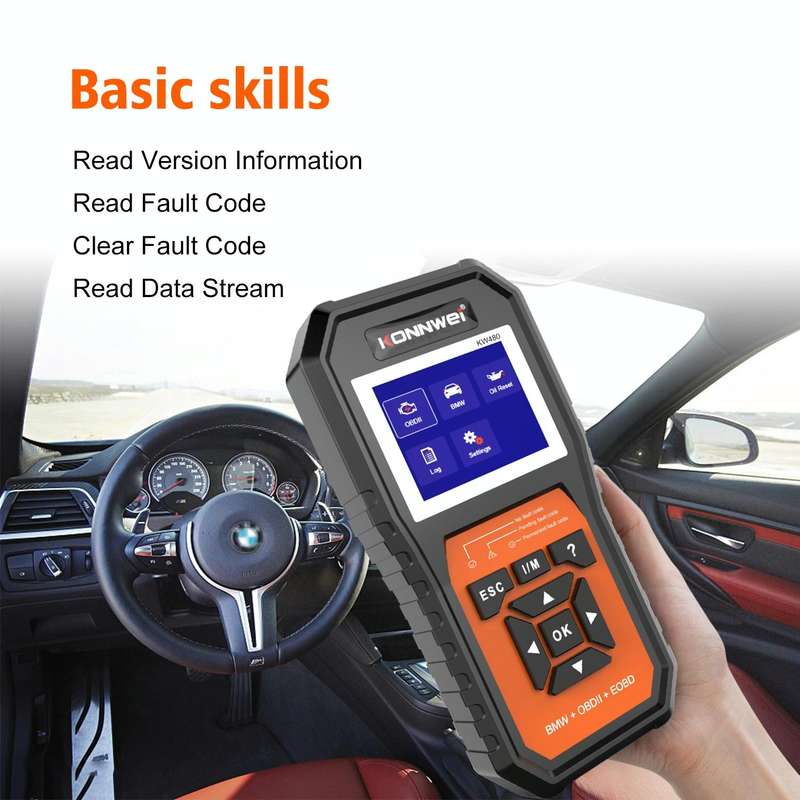 For BMW KONNWE KW480 2.8 inch Color Screen OBD2 Car Fault Detector