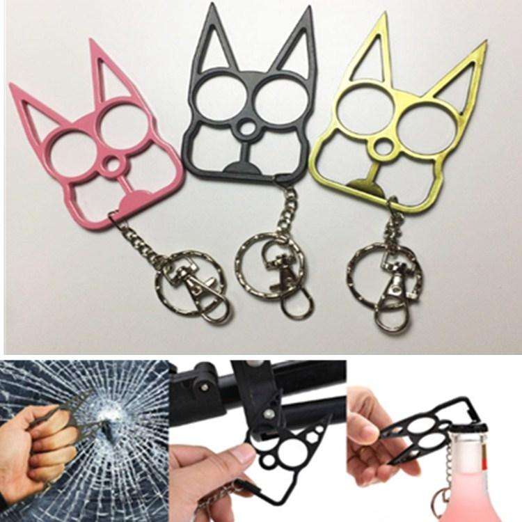 Multifunctional Outdoor Self-defense Double Finger Buckle Can Break The Window, Random Color Deli...