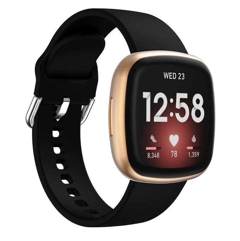 For Fitbit Versa 3 Silicone Watch Band(Black)