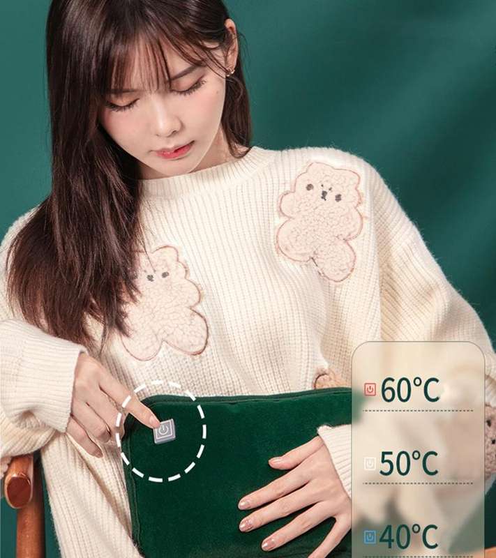 Waterless Graphene Hot Water Bag Rechargeable Hand Warmer,Style: Pillow Version 3 Gear(Pink)