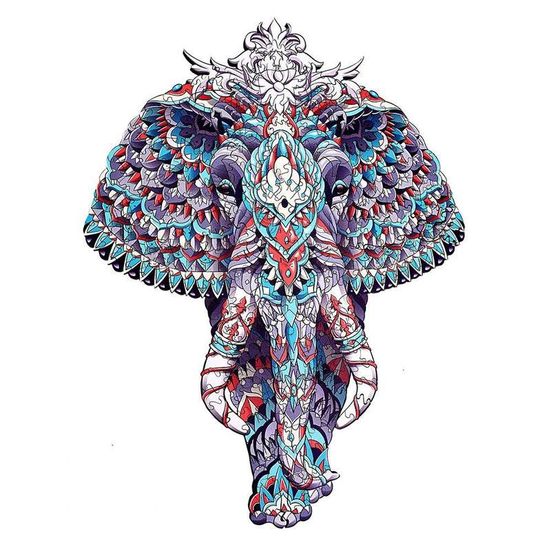 Irregular Wooden Animal Alien Puzzle High-Difficulty Three-Dimensional Puzzle Toy(Elephant)