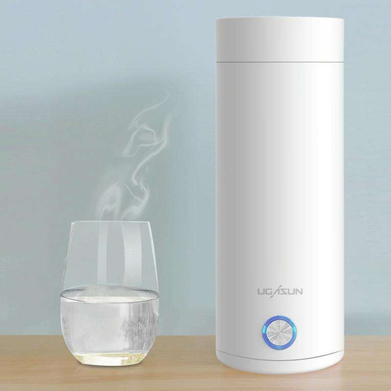 UGASUN Travel Portable Mini Electric Heated Water Cup, Color: UK Plug (White)