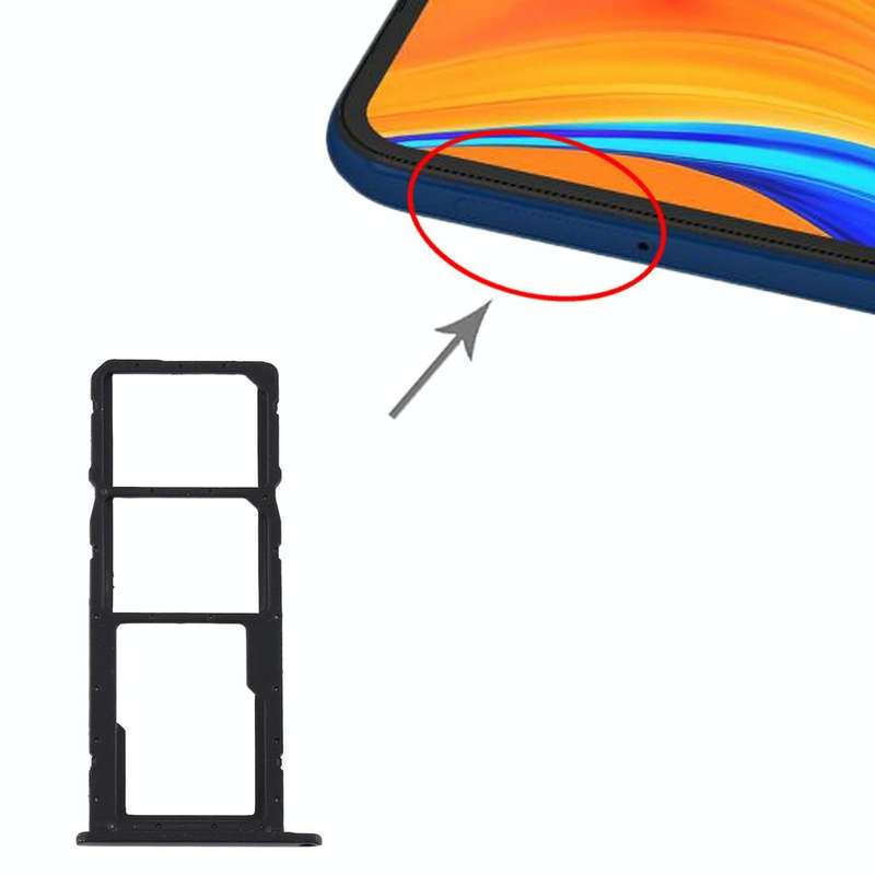 SIM Card Tray + SIM Card Tray + Micro SD Card Tray for Huawei Y6s (2019) (Black)