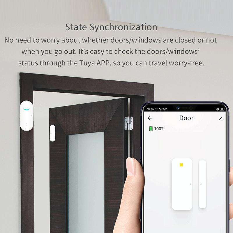 Tuya WiFi Door Magnetic Sensor Remote Intelligent Linkage Doors Windows Switch Anti-alarm APP Rem...