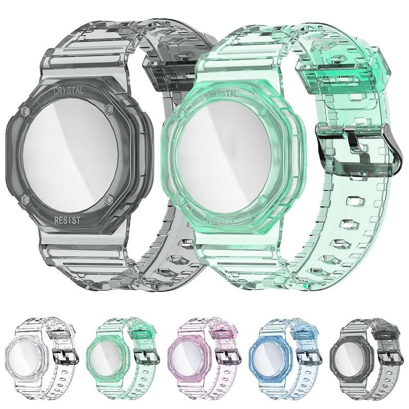 TPU Glacier Strap Child Adult GPS Finder Wristband for AirTag Tracker, Color: Transparen Black