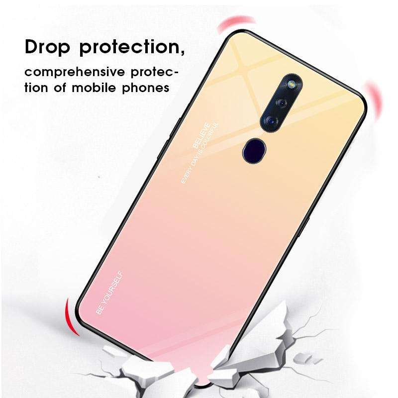 For OPPO F11 Pro Gradient Color Glass Case(Red Blue)