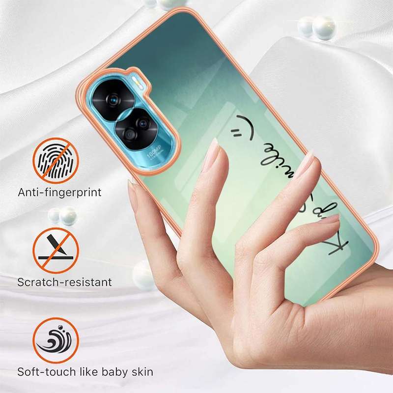 For Honor 90 Lite 5G Electroplating Marble Dual-side IMD Phone Case(Smile)