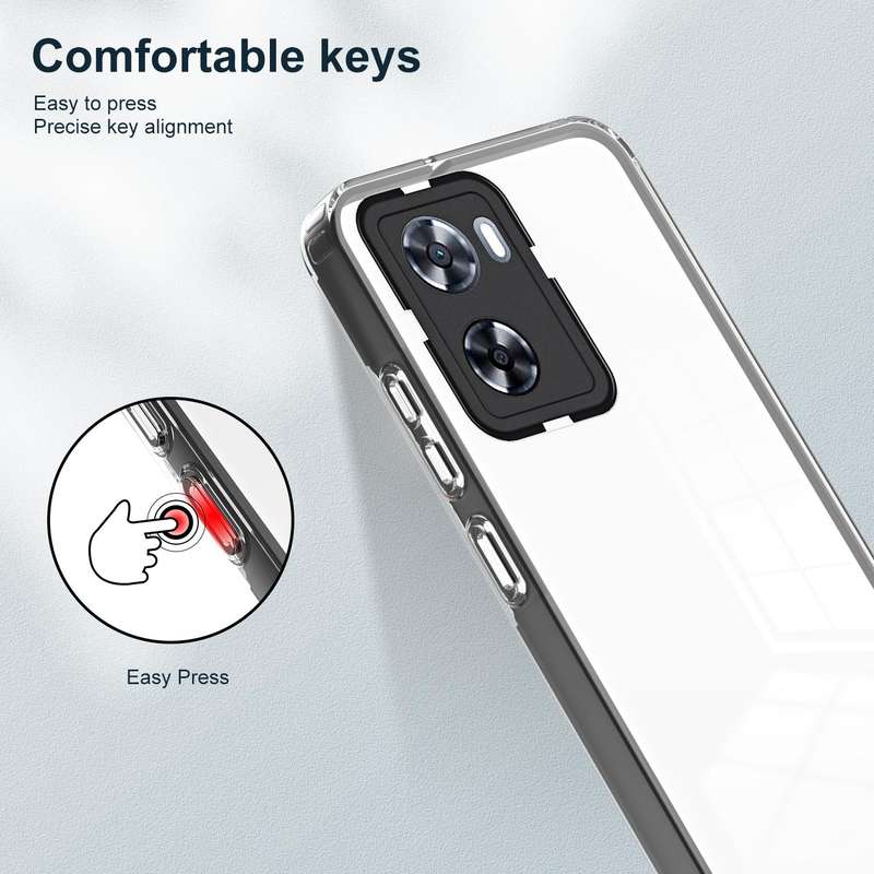 For OPPO A57 4G 2022 3 in 1 Clear TPU Color PC Frame Phone Case(Black)