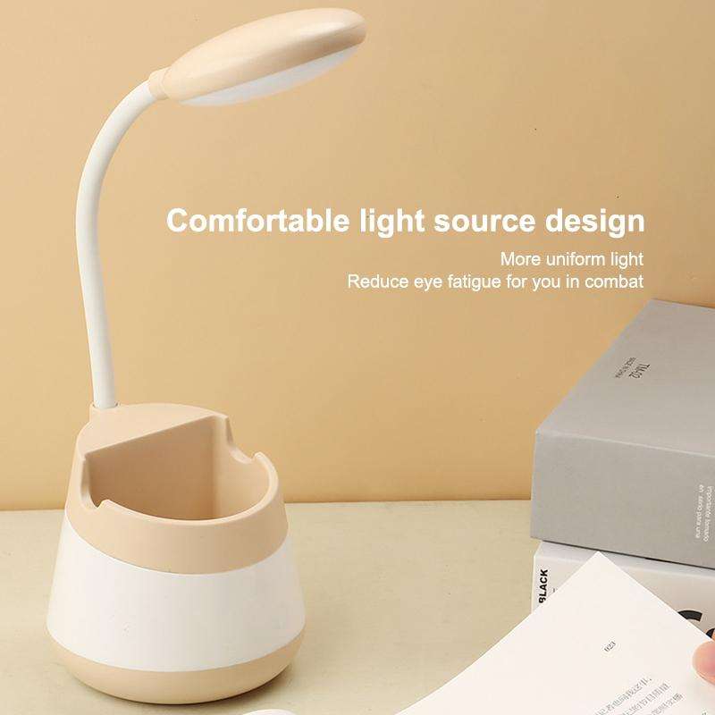 USB Charging LED Desk Light Eye Protection Lamp with Pen Holder and Phone Holder(CS276-3 Green)