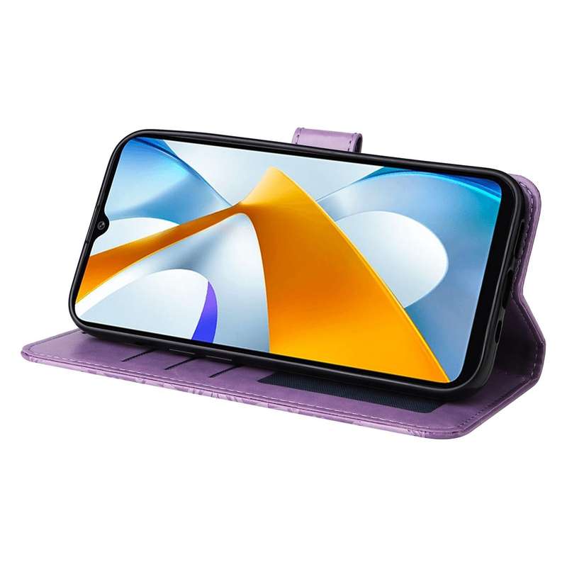 For Xiaomi Poco C40 Embossed Sunflower Leather Phone Case(Purple)