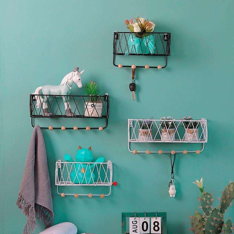 Wall Hook Rack Home Wall Decoration Creative Multifunctional Partition Wrought Iron Rack, Size:Sm...