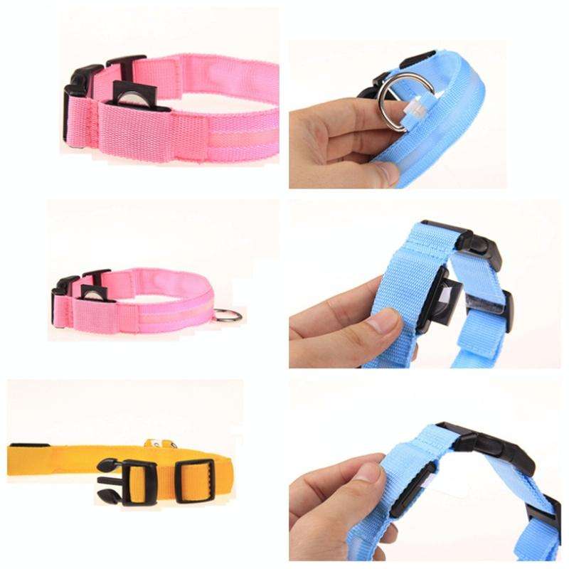Adjustable 3-Mode LED Flashing Dog Collar, Size: M (Random Color Delivery)