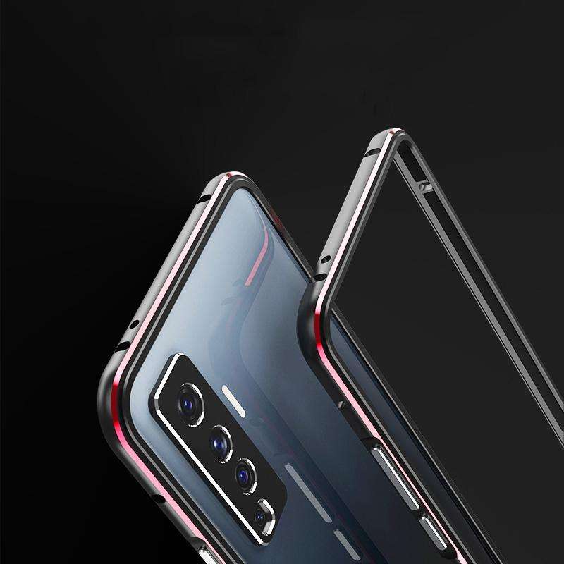 For Vivo X50 & X50 Pro Aluminum Alloy Shockproof Protective Bumper Frame(Black Purple)