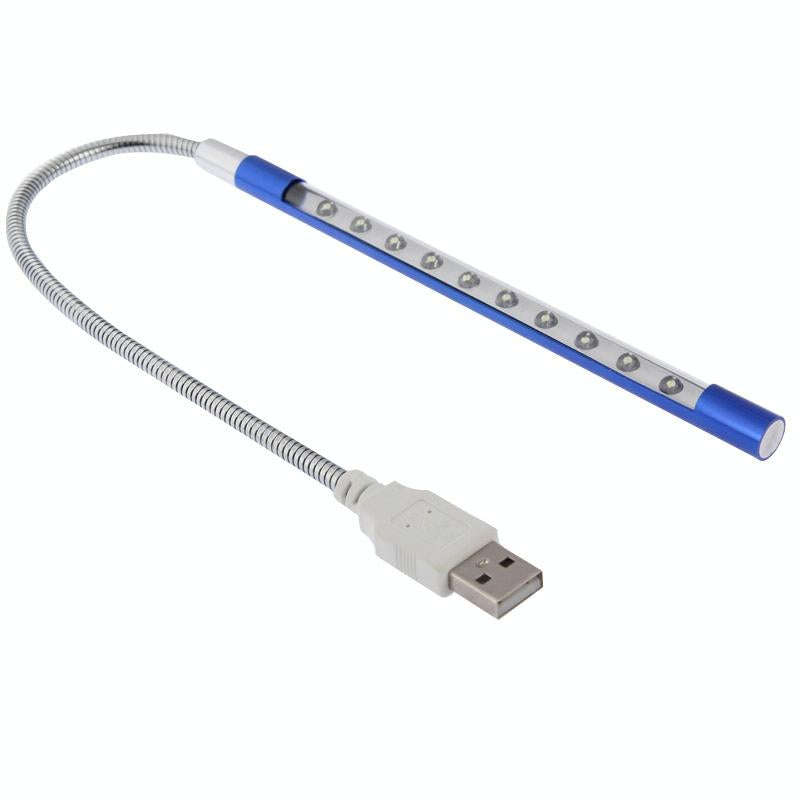 10-LED Portable Ultra Bright USB LED Light(Blue)