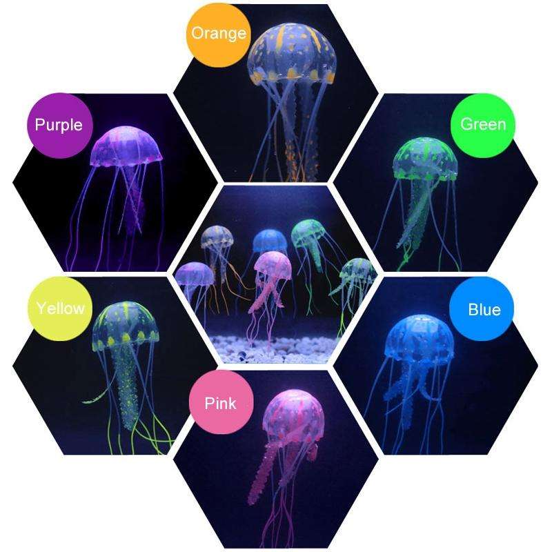 3 PCS Aquarium Articles Decoration Silicone Simulation Fluorescent Sucker Jellyfish, Size: 10*23c...