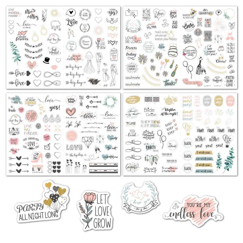 230 PCS Wedding Planning Stickers Engagement Planning Sticker Pack(4 sheets / set)